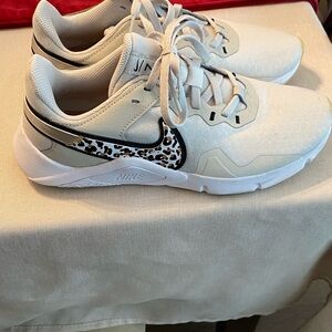 Nike White and Black Sneakers with Animal Print